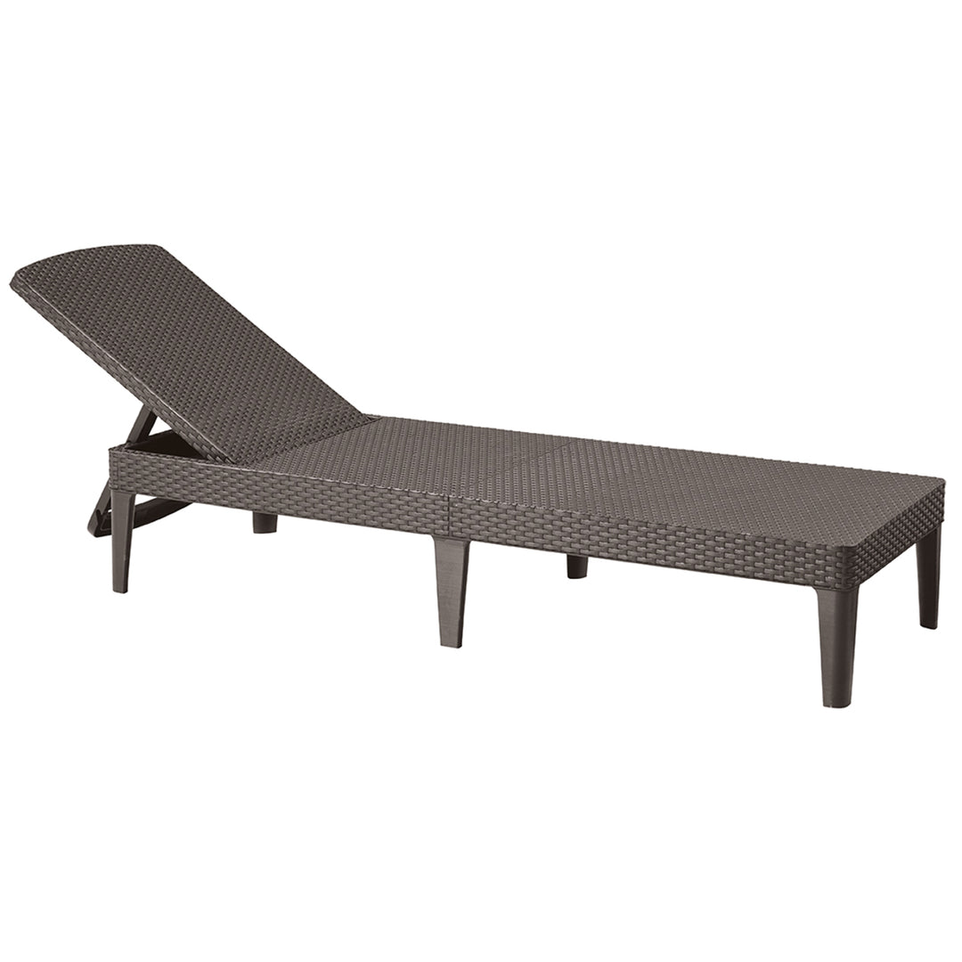 Justerbar trädgårdssolstol Jaipur Sun Lounger, brun + kudde till Jaipur-solstolen, färg mörkgrå, tyg S-500, storlek 190x60 cm