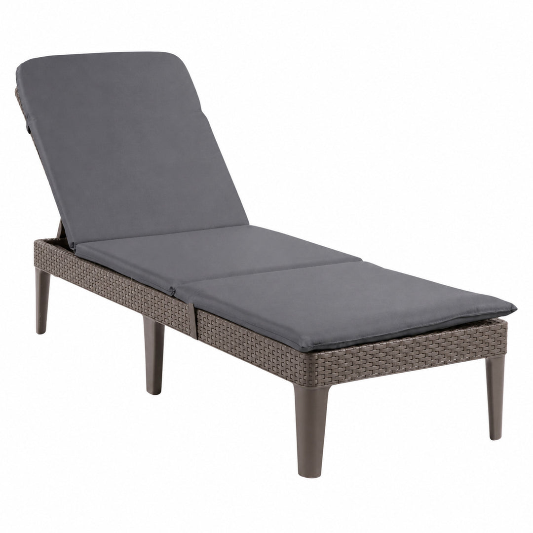 Justerbar trädgårdssolstol Jaipur Sun Lounger, brun + kudde till Jaipur-solstolen, färg mörkgrå, tyg S-500, storlek 190x60 cm