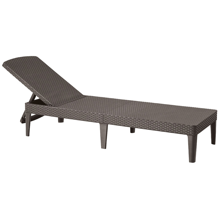 Justerbar trädgårdssolstol Jaipur Sun Lounger, brun + solstolskudde Jaipur, beige, tyg S-550 Melange, storlek 190x60 cm