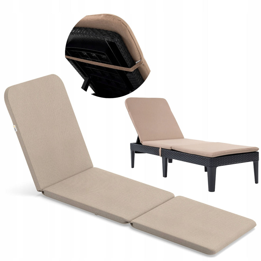 Justerbar trädgårdssolstol Jaipur Sun Lounger i färgen cappuccino + kudde till Jaipur-solstolen, färg beige, tyg S-550 Melange, storlek 190x60 cm