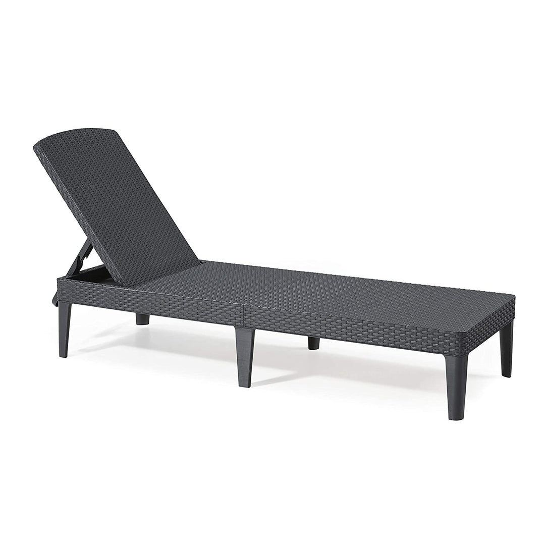 Justerbar trädgårdssolstol Jaipur Sun Lounger i grafit + kudde till Jaipur-solstolen, mörkgrå, tyg S-500, storlek 190x60 cm