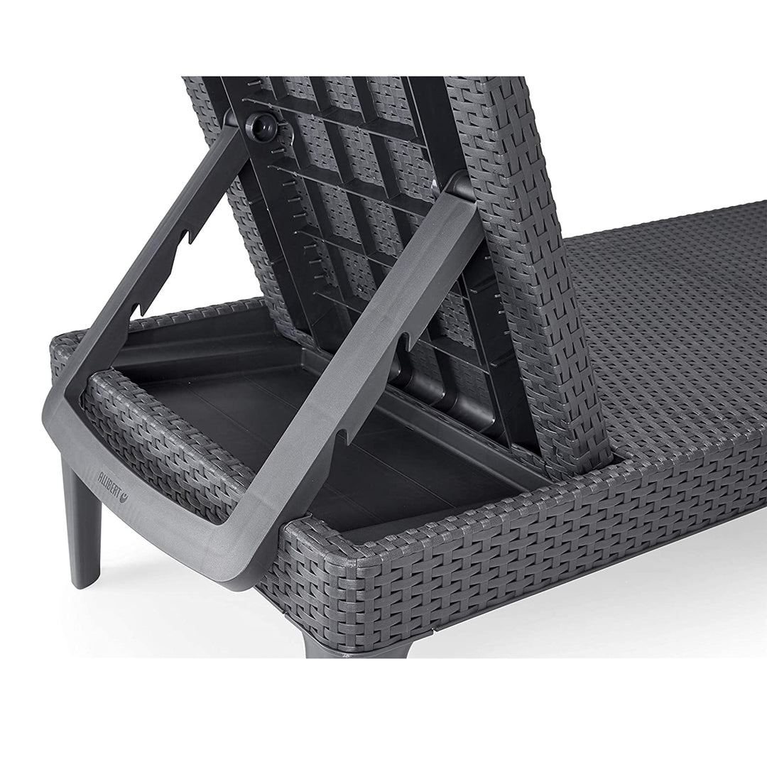 Justerbar trädgårdssolstol Jaipur Sun Lounger i grafit + kudde till Jaipur-solstolen, mörkgrå, tyg S-500, storlek 190x60 cm