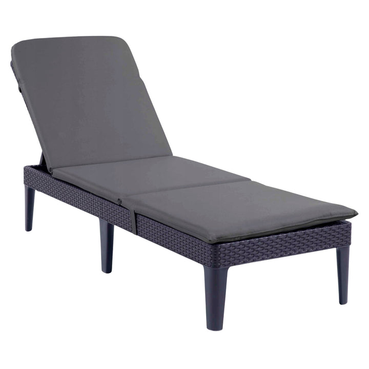 Justerbar trädgårdssolstol Jaipur Sun Lounger i grafit + kudde till Jaipur-solstolen, mörkgrå, tyg S-500, storlek 190x60 cm