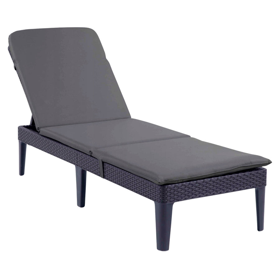 Justerbar trädgårdssolstol Jaipur Sun Lounger i grafit + kudde till Jaipur-solstolen, mörkgrå, tyg S-500, storlek 190x60 cm