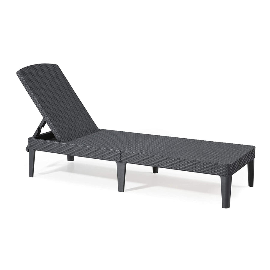 Justerbar trädgårdssolstol Jaipur Sun Lounger i grafit + kudde till Jaipur-solstolen, färg: beige, tyg S-550 Melange, storlek 190x60 cm