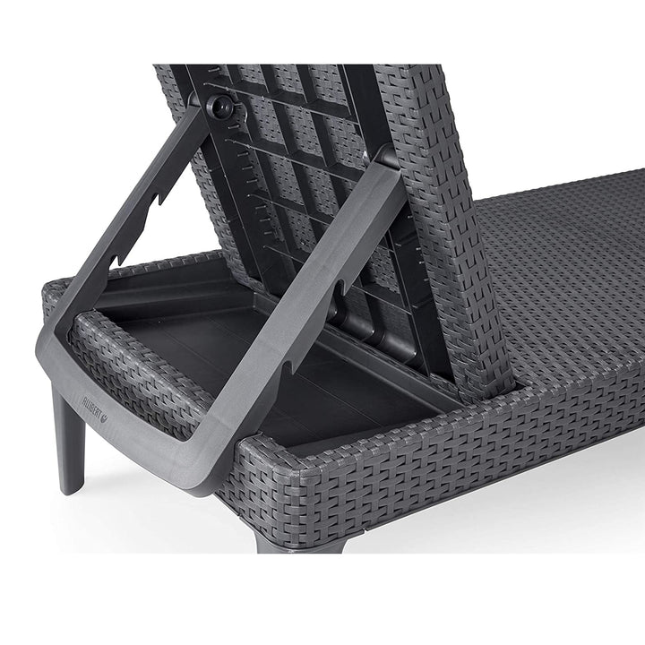 Justerbar trädgårdssolstol Jaipur Sun Lounger i grafit + kudde till Jaipur-solstolen, färg: beige, tyg S-550 Melange, storlek 190x60 cm