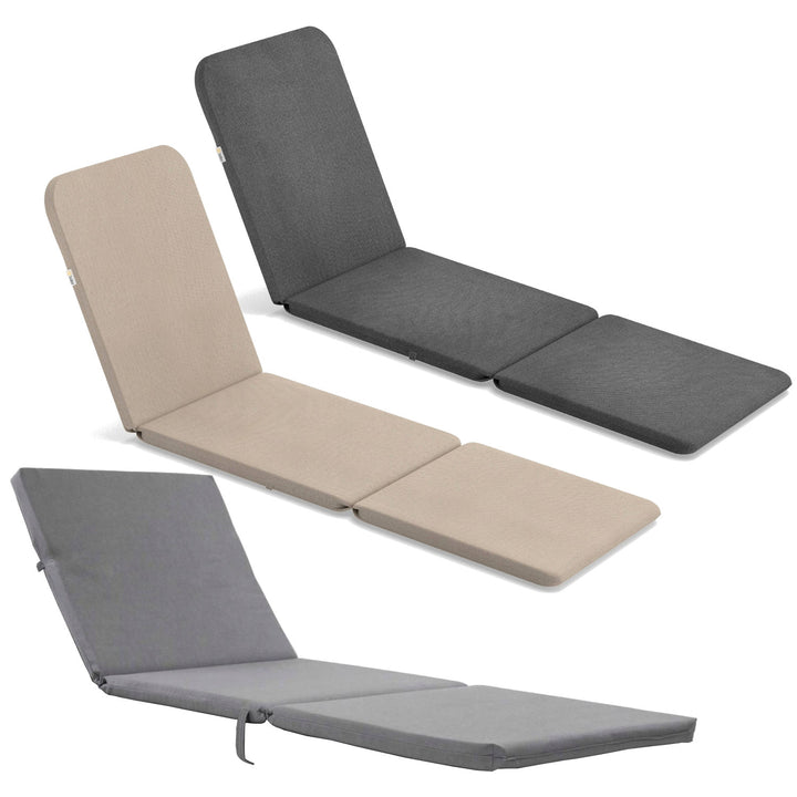 Kudde till solstolen Jaipur, färg mörkgrå + kudde till solstolen Jaipur, färg beige + kudde till solstolen Daytona, färg grå