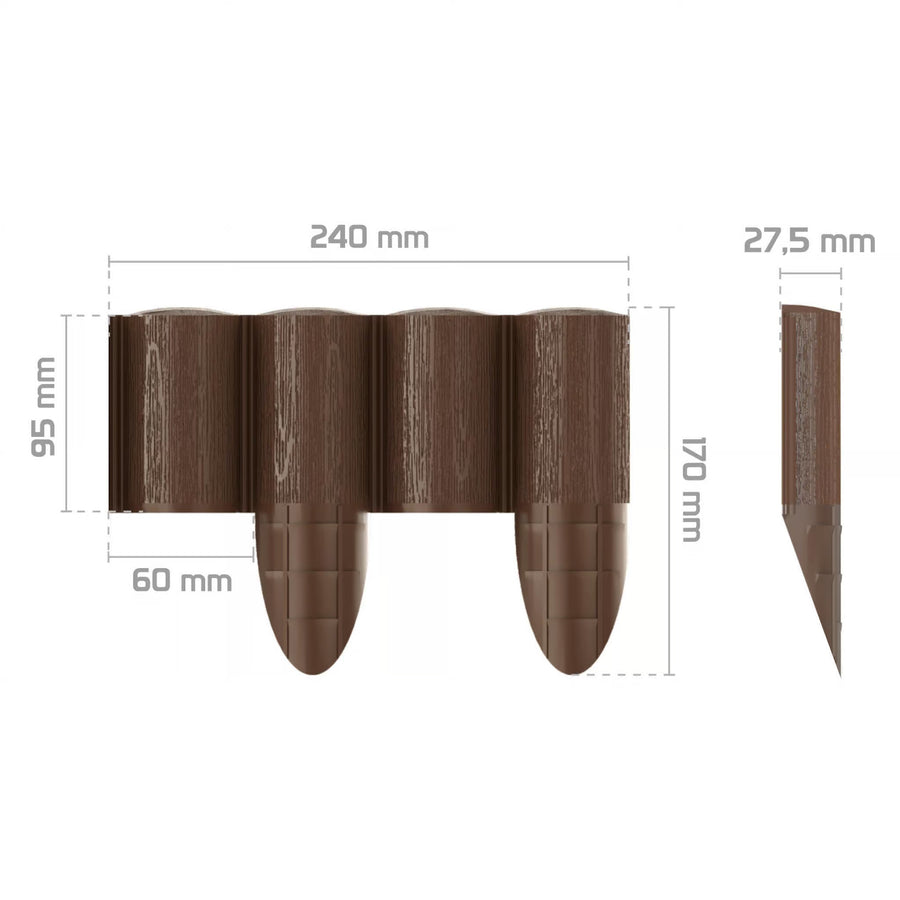 Cellfast trädgårdsstaket, träimitation, frostbeständigt, längd 7,2 m, färg brun, 34-031
