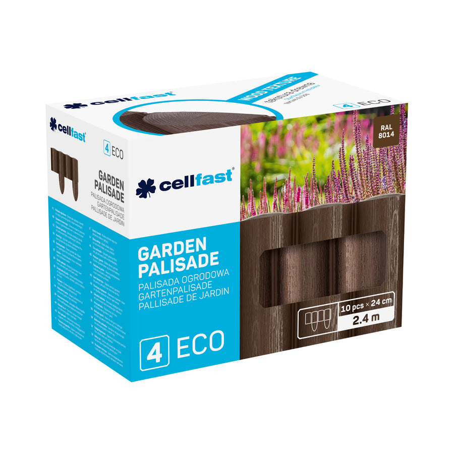 Cellfast trädgårdsstaket, träimitation, frostbeständigt, längd 7,2 m, färg brun, 34-031