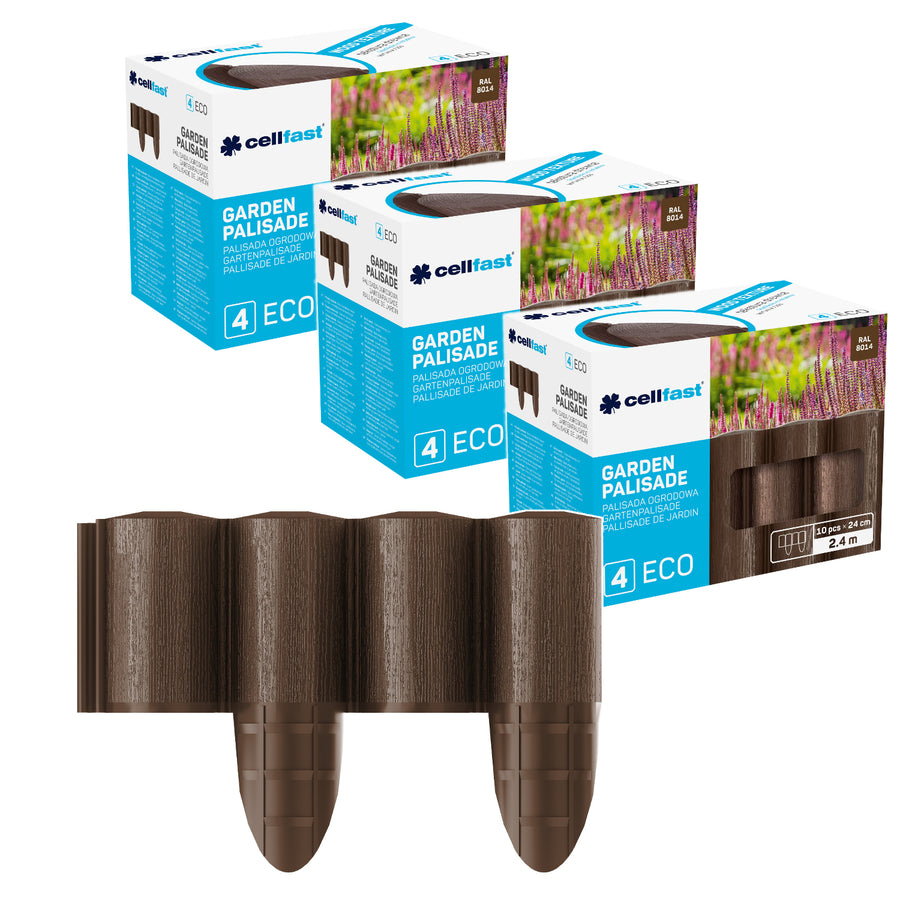 Cellfast trädgårdsstaket, träimitation, frostbeständigt, längd 7,2 m, färg brun, 34-031