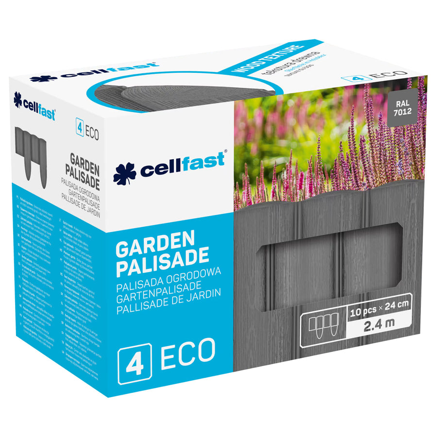 Cellfast trädgårdsstaket, träimitation, frostbeständigt, längd 21,6 m, färg grafit, 34-054