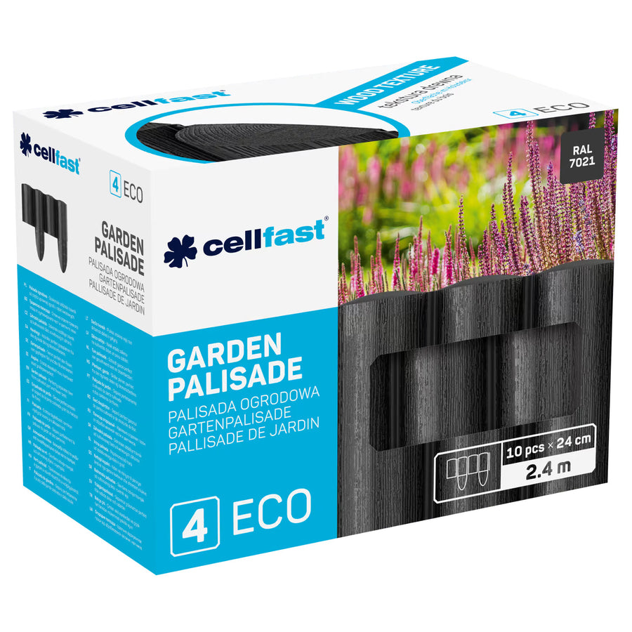 Cellfast trädgårdsstaket, trästruktur, frostbeständigt, längd 14,4 m, färg antracit, 34-032