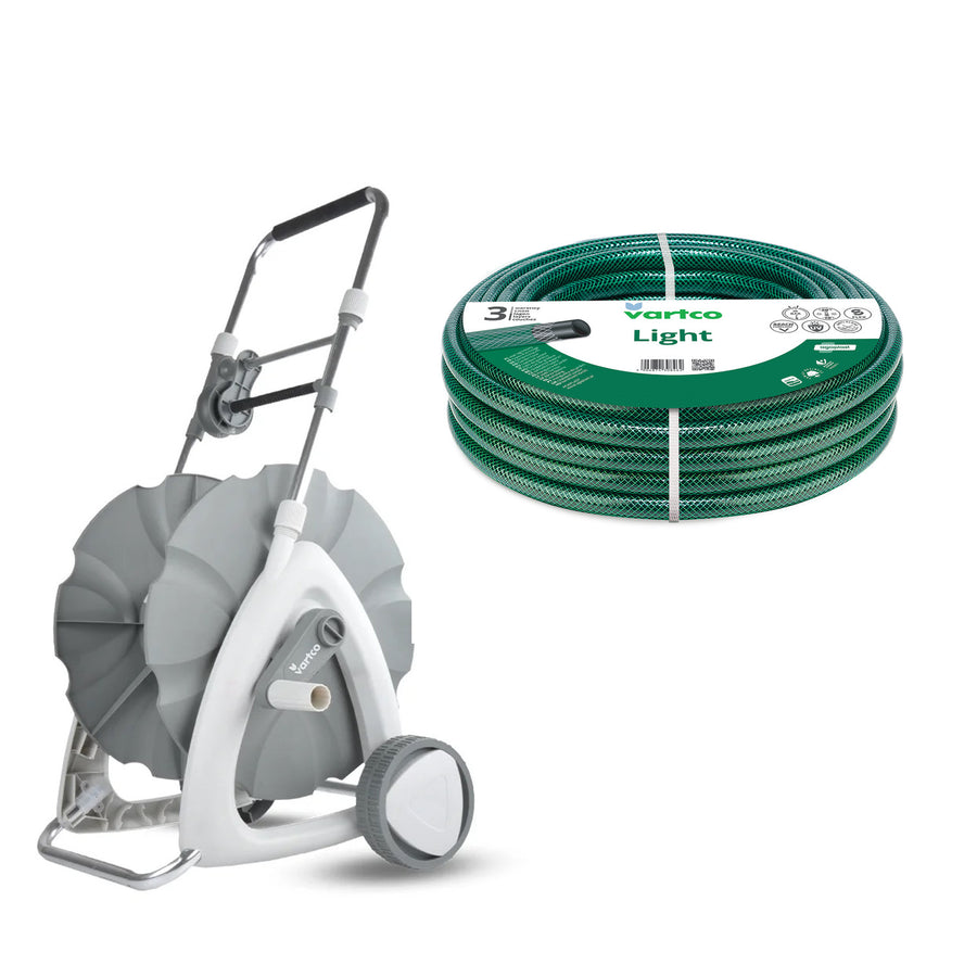 Vagn för trädgårdsslang + trädgårdsslang Vartco Light 1/2" 30 m Agaplast