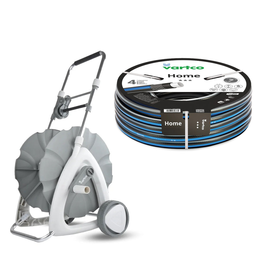 Trädgårdsslangvagn + trädgårdsslang Vartco Home 1/2" 30 m Agaplast