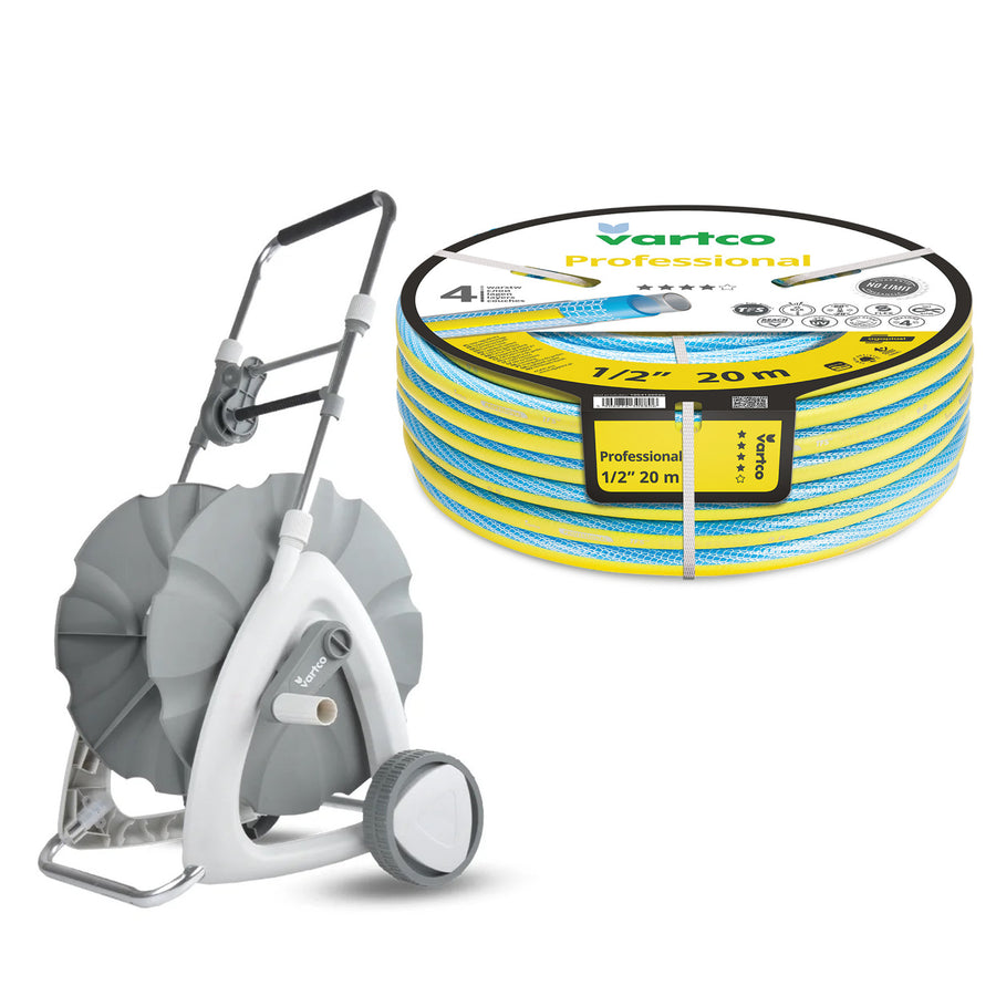 Vagn för trädgårdsslang 1/2" 45 m + Trädgårdsslang Vartco Professional 1/2" 20 m Agaplast