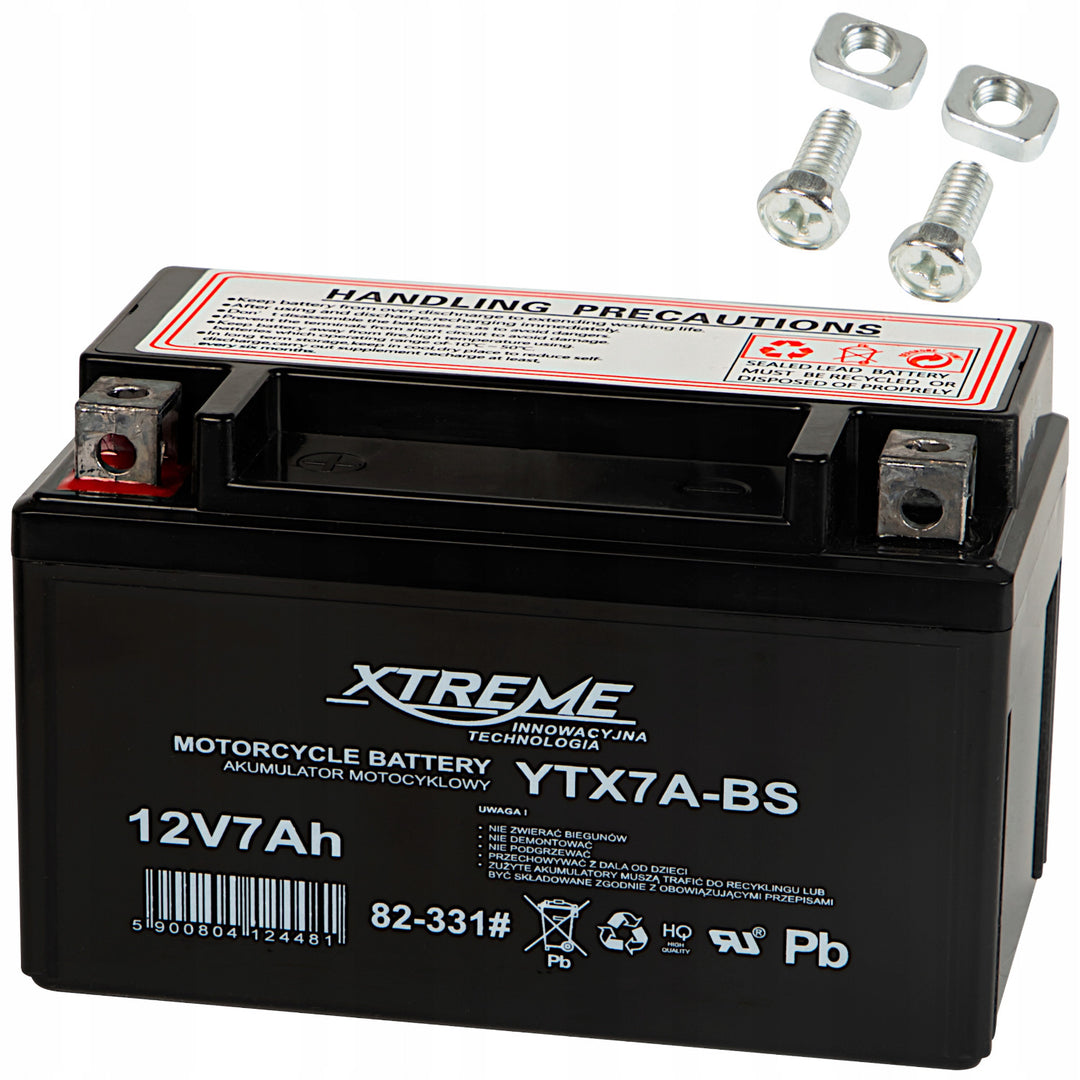 Underhållsfri Xtreme-gelbatteri för motorcykel, 12 V, 7 Ah, vänster, 82-331