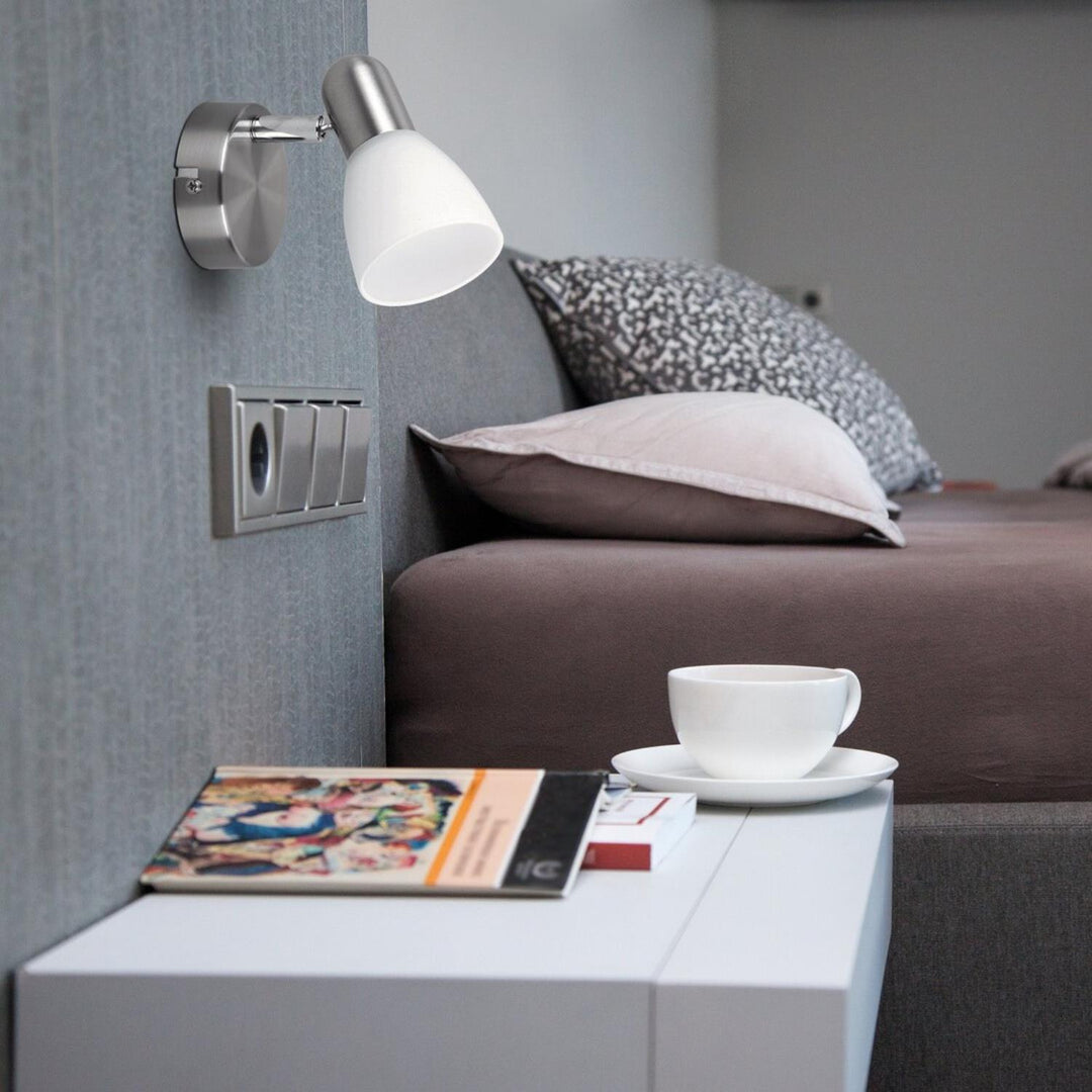 Soma spot-lampa E14, max 40 W, satin krom, opal 6301, 2 stycken