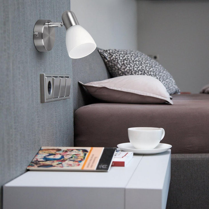 Soma spot-lampa E14, max 40 W, satin krom, opal 6301, 2 stycken