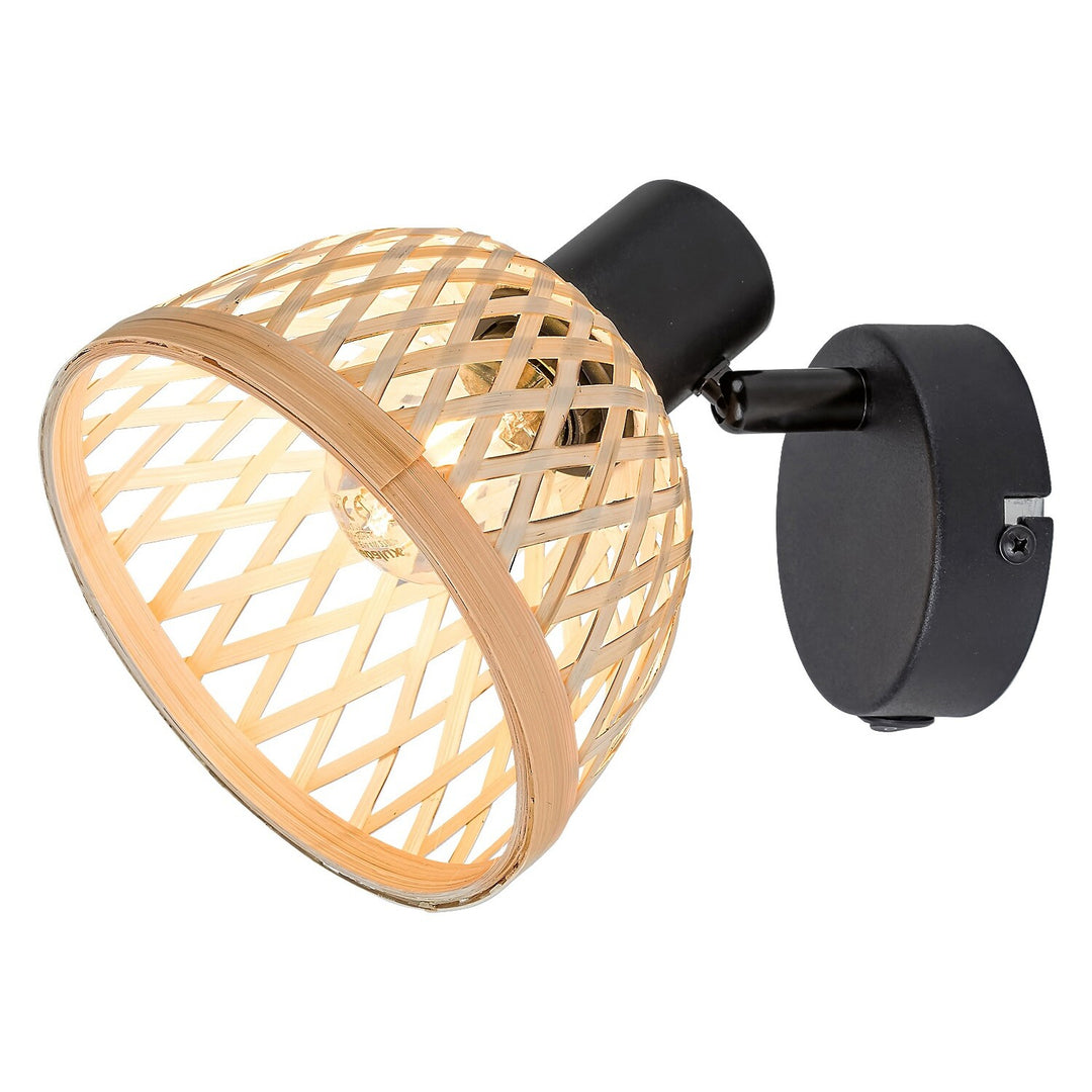 Vägglampa Rabalux Rattan, E14-gänga, max 15 W, 3133