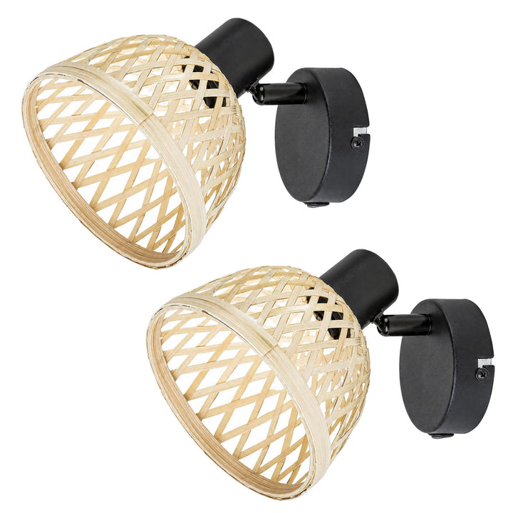 Vägglampa Rabalux Rattan, E14-gänga, max 15 W, 3133