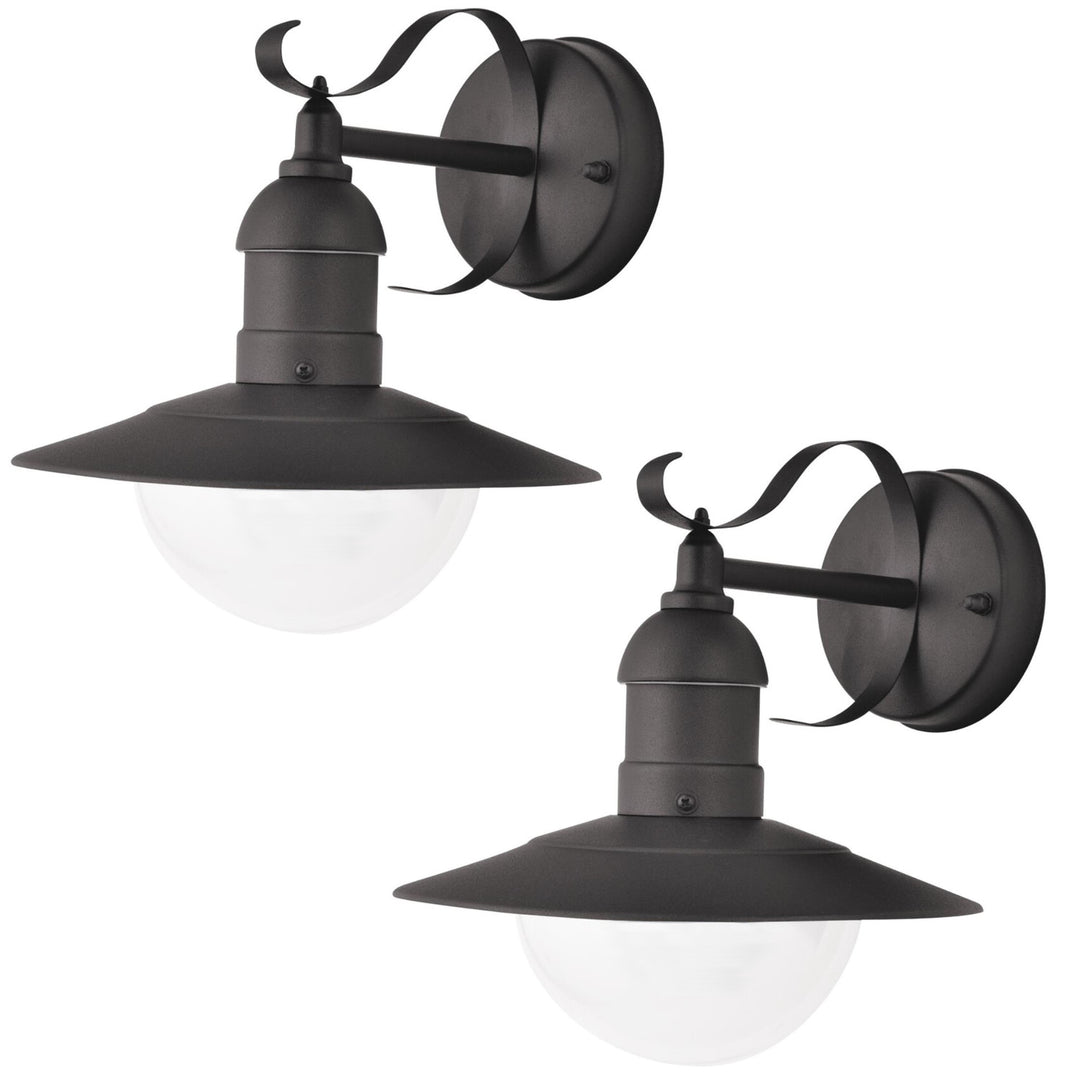 Rabalux Oslo trädgårdsvägglampa för fasad, svart, E27, max 60 W, IP43, 230 V, 2 st.