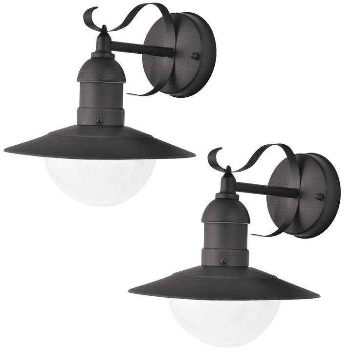 Rabalux Oslo trädgårdsvägglampa för fasad, svart, E27, max 60 W, IP43, 230 V, 2 st.