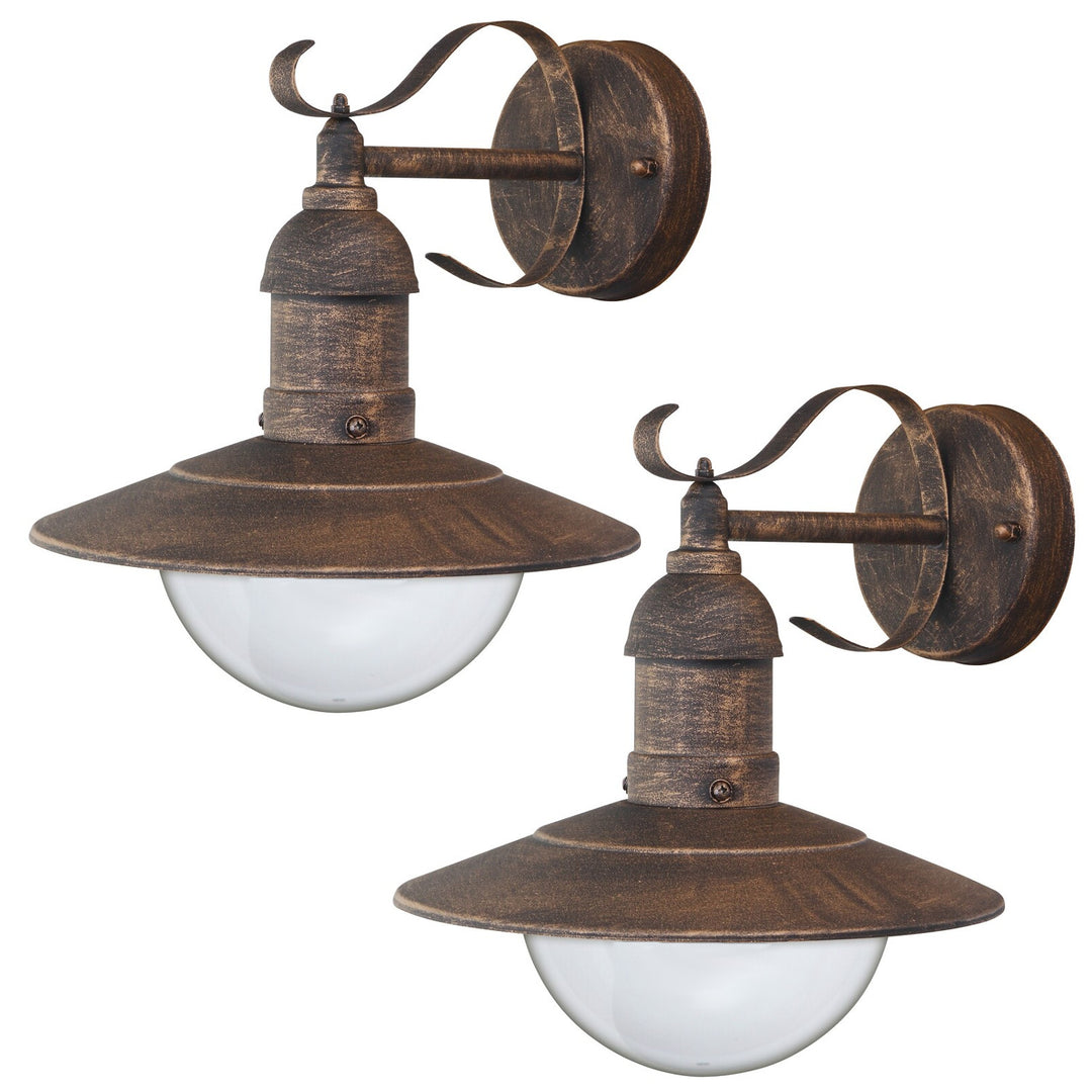 Rabalux Oslo utomhuslampa för fasad, guldfärgad, E27, max 60 W, IP43, 230 V, 2 st.