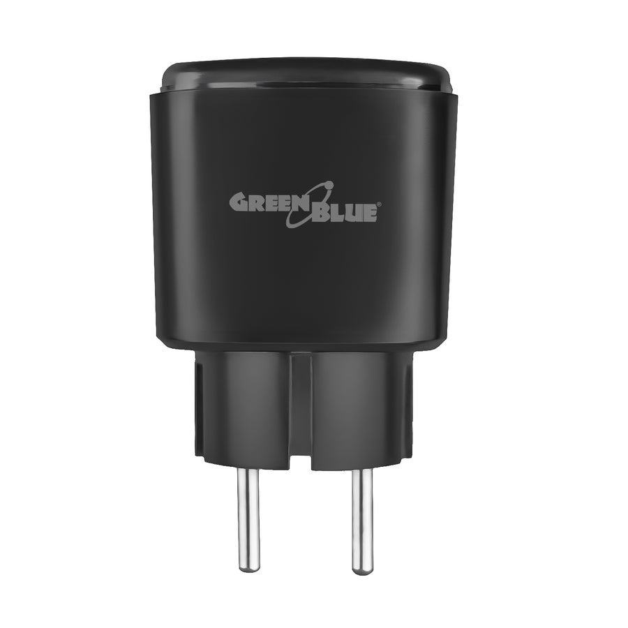 GreenBlue fjärrstyrt WiFi-uttag, Android/iOS/Alexa/Google Home, timer, effektmätare, max 16 A/3840 W, GB735 B, 3 stycken