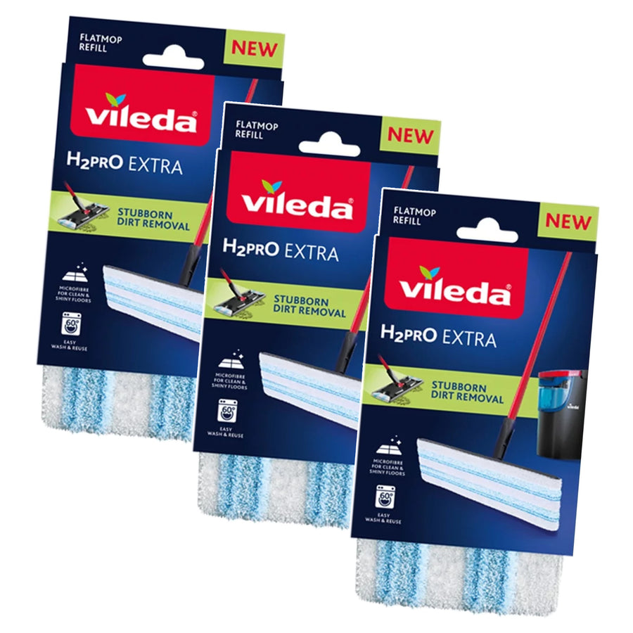 Vileda H2prO-insats till plattmopp, av mikrofiber, kan tvättas i tvättmaskin, 175786, 3 stycken