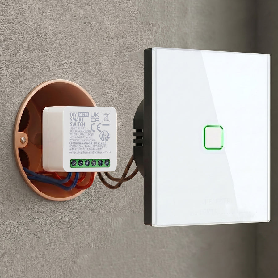 GreenBlue WiFi-relä för infälld montering, Android/iOS/Alexa/Google Home, 100–240 V AC, 50/60 Hz, max. 16 A, för LED 150 W, GB739, 3 st.