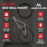 Maclean cykelhållare/vägghängare, max. belastning 35 kg, justerbar lutningsvinkel, stål, MC-171, 3 stycken