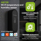 GreenBlue extern WiFi-sensor för temperatur och luftfuktighet, Android/iOS, 3,0 V DC, LR03x2, IP65, GB741, 2 st + 4 st AAA-alkaliska batterier Varta Industrial 4003