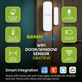 Trådlös kontaktor/öppningssensor med WiFi från GreenBlue, Android/iOS, för dörrar/fönster, 3,0 V DC, LR03x2, GB479, 2 st. + 4 st. AAA-alkaliska batterier Varta Industrial 4003
