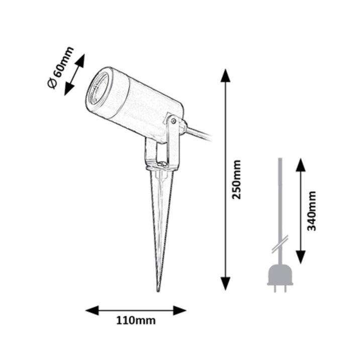 Rabalux Krobia marklampa, IP65, svart, GU10-gänga, max 4 W, 7814