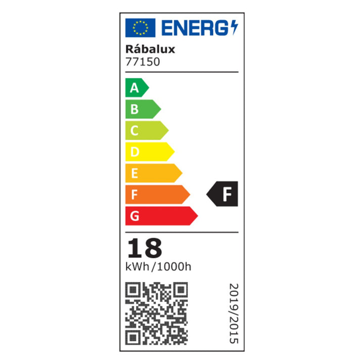 Rabalux Rapla2 LED-lampa 18 W, svart, IP65, energiklass F, justerbar ljusfärg 2700, 4000, 6500 K, 77150