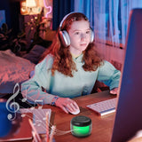 Rabalux Radelia skrivbordslampa, Bluetooth-högtalare, RGB, svart, IP20, batteri, 76110