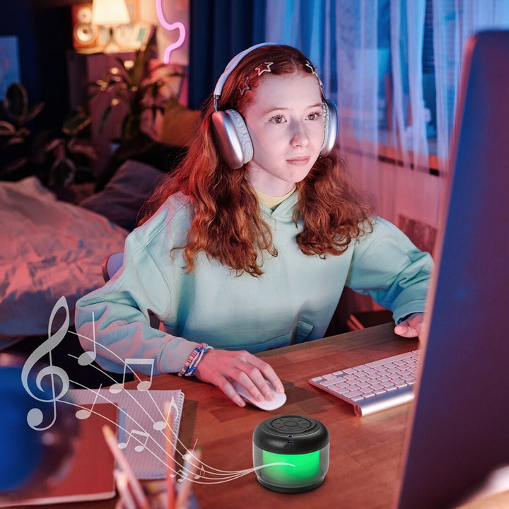 Rabalux Radelia skrivbordslampa, Bluetooth-högtalare, RGB, svart, IP20, batteri, 76110