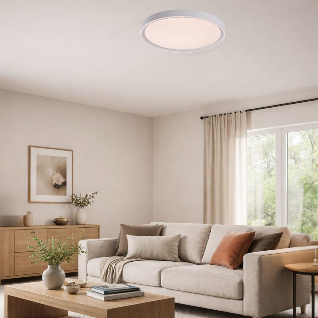 Taklampa Rabalux Zerina, 54 W, IP40, vit, 3000–6500 K, minnesfunktion, med fjärrkontroll, timerfunktion, nattlampeffekt, 75087