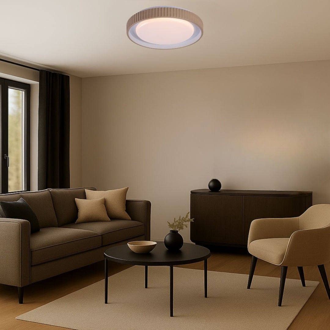 Pastello LED-lampa 48 W IP20, gråbeige, 3000–6500 K, minnesfunktion med fjärrkontroll, timerfunktion, nattlampefunktion, 71345