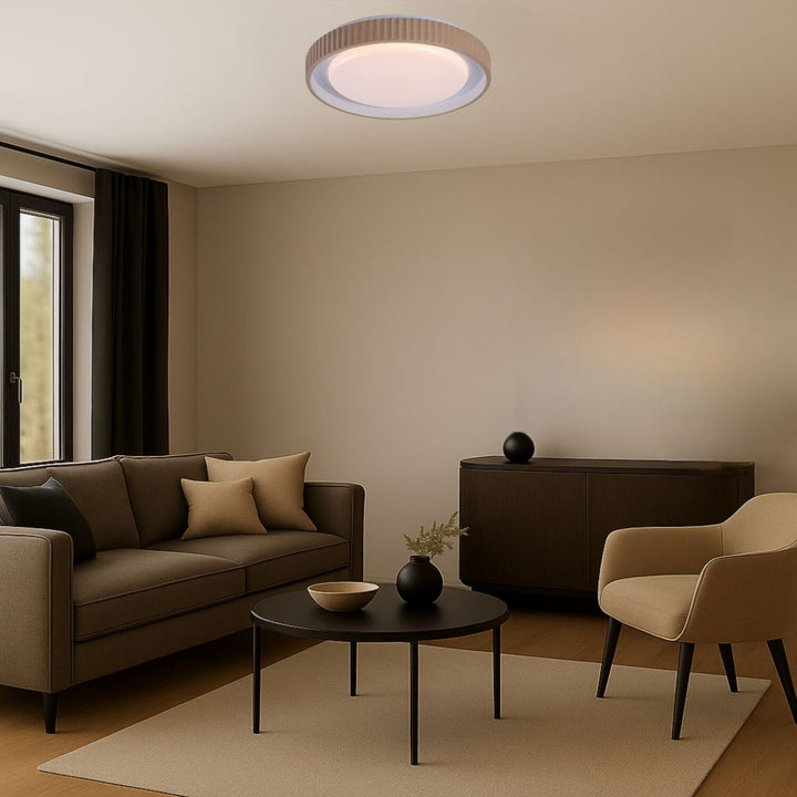 Pastello LED-lampa 48 W IP20, gråbeige, 3000–6500 K, minnesfunktion med fjärrkontroll, timerfunktion, nattlampefunktion, 71345
