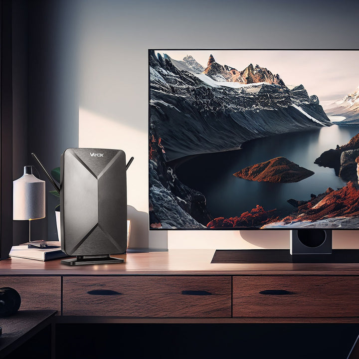 Aktiv antenn, för rummet, inomhus, utomhus, DVB-T2, markbunden 4K-TV, Vayox