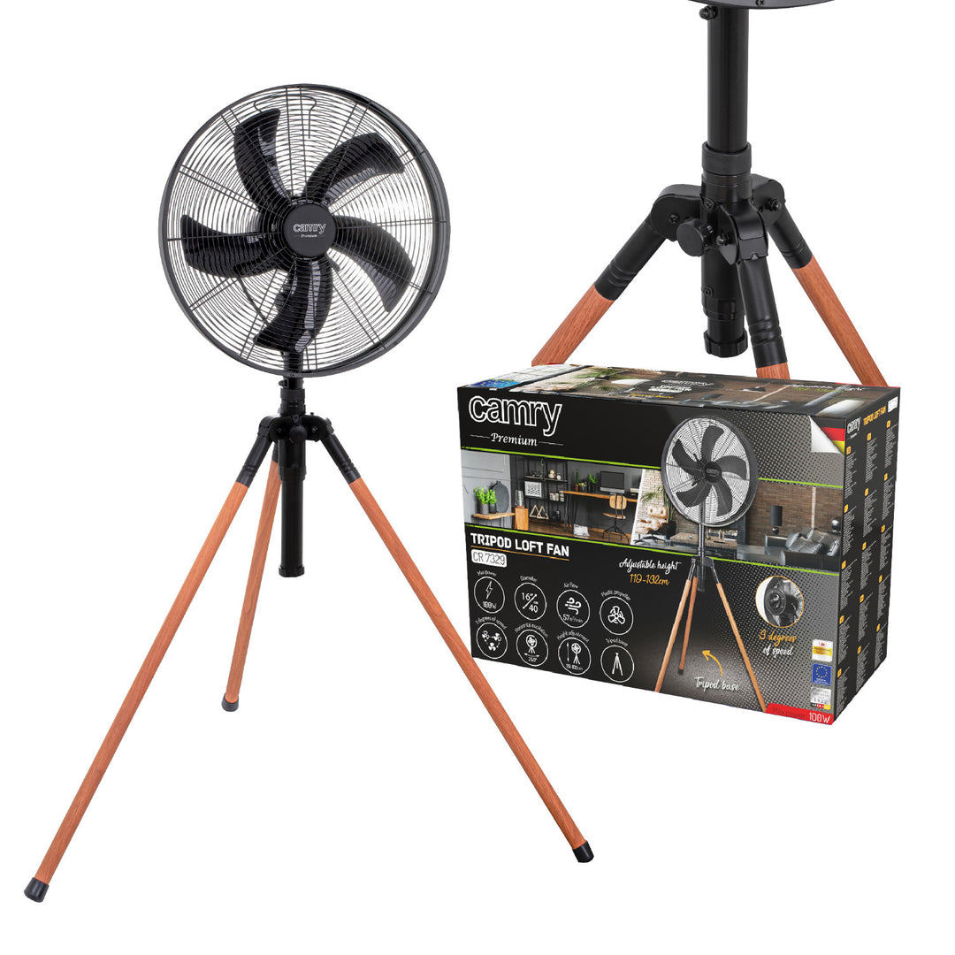 Stativfläkt Loft 40 cm / 16”, höjd 119–132 cm, CR 7329, Camry