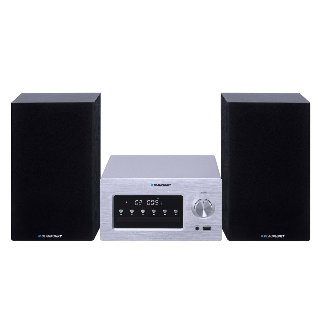 Blaupunkt-mikroanläggning, BT/AUX/CD/USB/MP3/FM, minne för 40 stationer, LED-display, uteffekt 2x210 W, tonreglering, MS70BT
