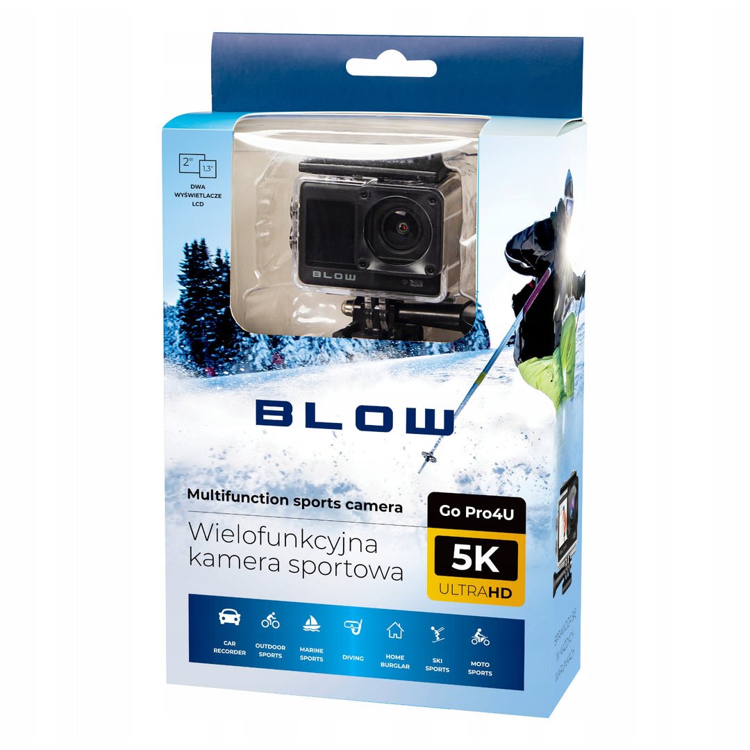 Pro4U 5K Blow-sportkamera, 5K Ultra HD-kvalitet, 20 megapixlar, vidvinkelobjektiv 160°, vattentät, fjärrkontroll, 78-568#
