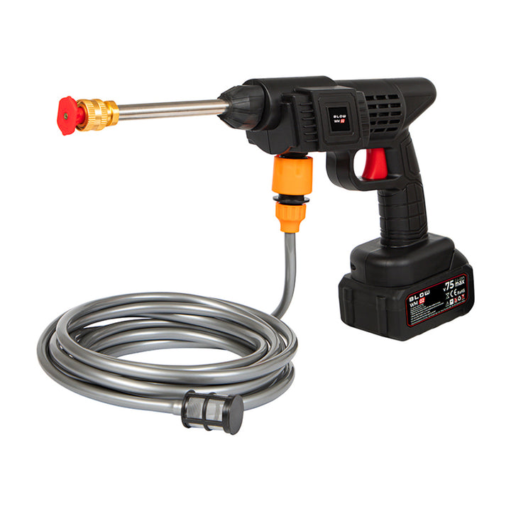 Blow batteridriven högtryckstvätt, tryck upp till 26 bar, effekt 260 W, slanglängd 5 m, vattenfilter, olika driftslägen, 44-352#