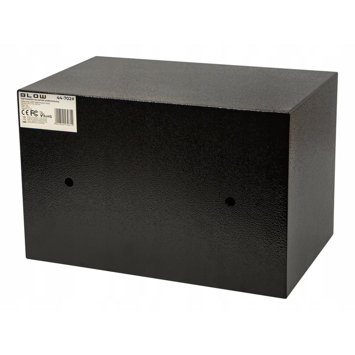 Kassaskåp med elektroniskt lås av märket Blow, mått 31x20x20 cm, låsning med nyckel + kod, 44-702