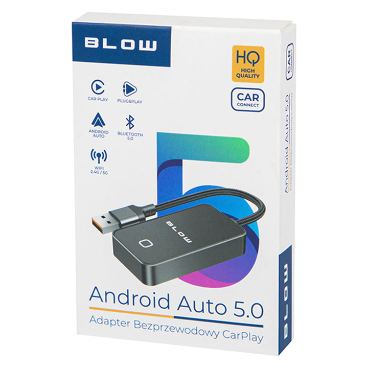Universell CarPlay-/Android Auto-adapter från Blow, Bluetooth 5.0, effektförbrukning 0,75 W, Plug & Play, 78-429