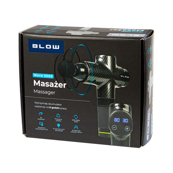 Blow-massageapparat, 10 munstycken, laddare och väska, effekt 200 W, 30 hastighetslägen, snabbladdning, 44-341
