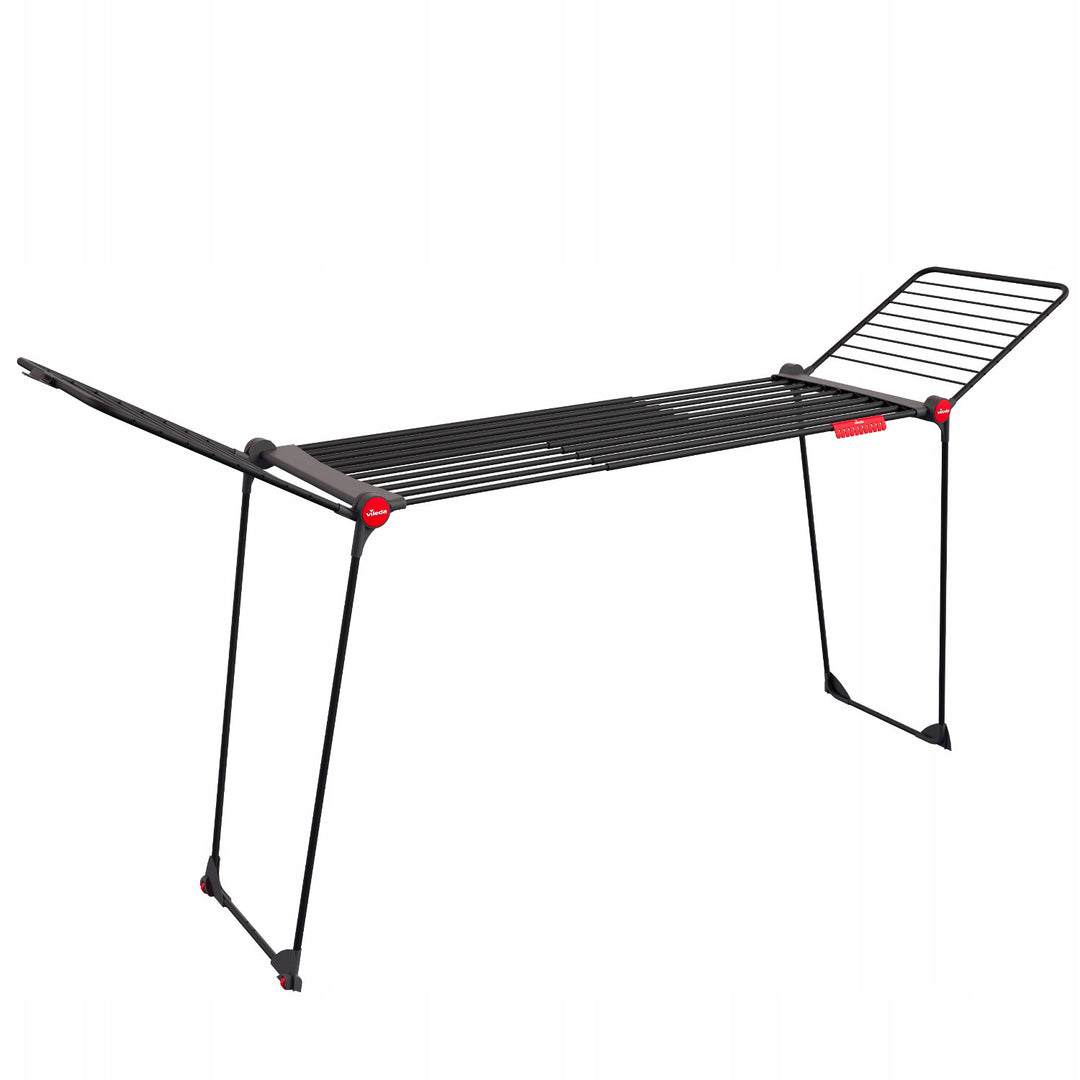 Torkställ Vileda Infinity Flex Ultimate, svart, upp till 30 m torkyta, utdragbart, förhöjt stativ, klädkrokar, inbyggda hjul, 179620