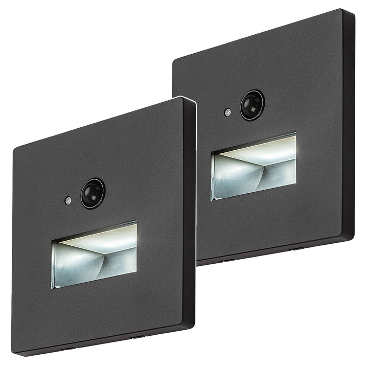 Lunca LED-lampa 1 W IP20 svart 3000, 4500, 6500 K rörelsesensor, ljussensor, 77197, 2 stycken